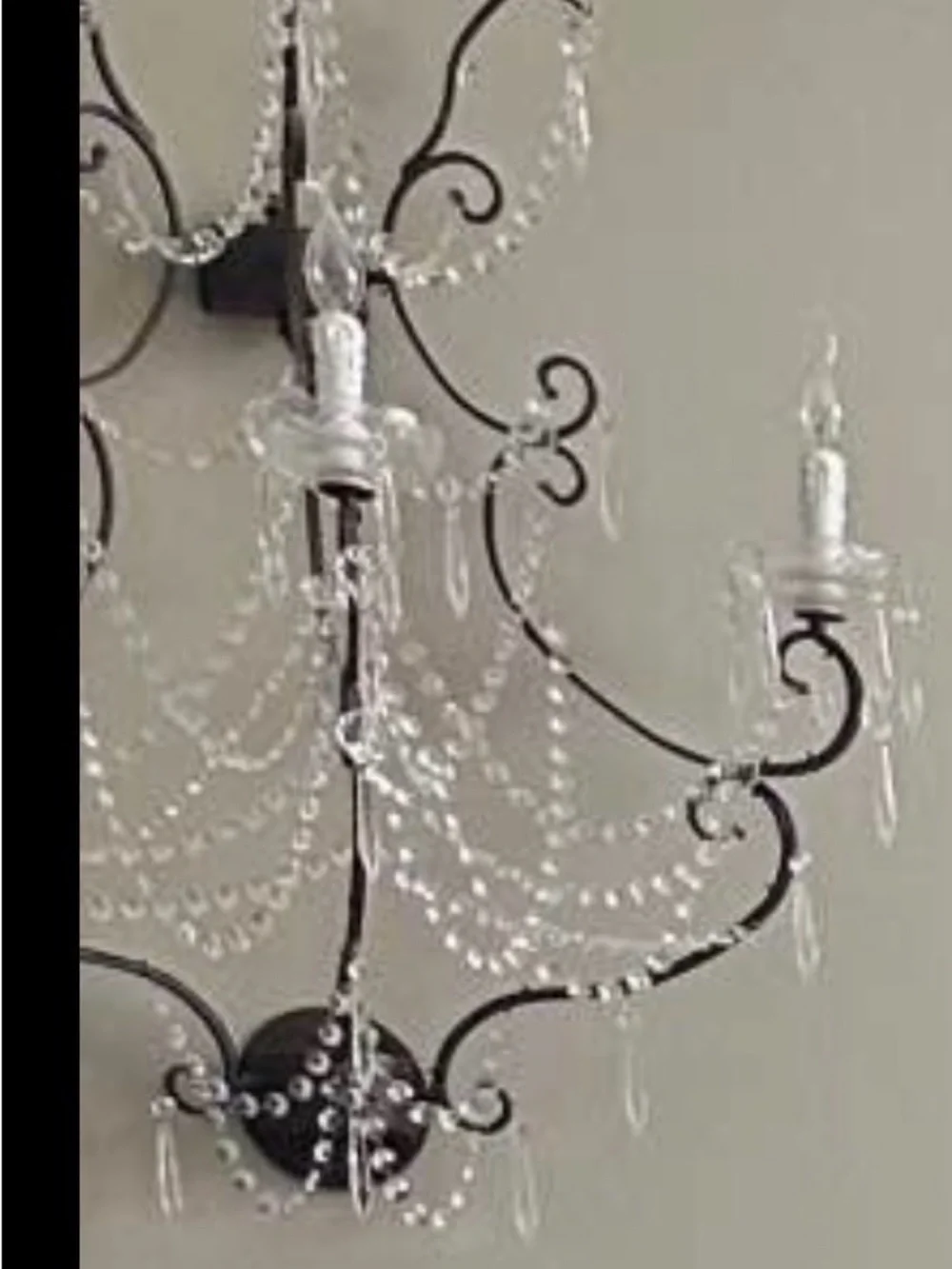 Elegant Crystal-Bead Wall Sconce in Black and Clear